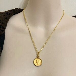 Authentic 1942 Silver Mercury Dime, Gold Plated with  18-inch Gold Fille…